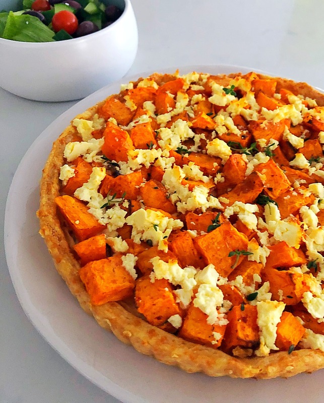 Roast Sweet Potato Onion and Feta Tart