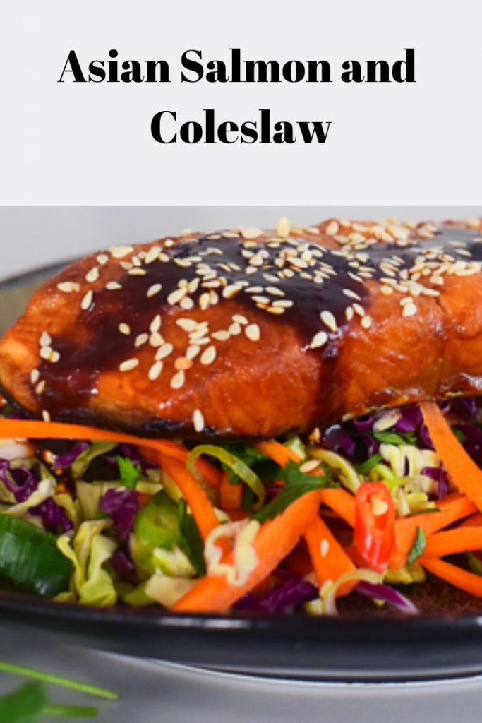 Healthy and delicious Salmon with crunchy coleslaw