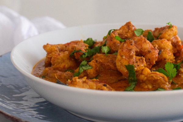 Easy Prawn Curry cooked in a creany cocount sauce
