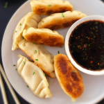 Easy Chinese Dumplings with a soy dipping sauce