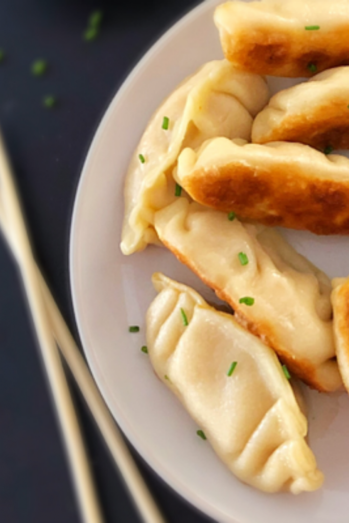 Easy Chinese Dumplings with a soy dipping sauce