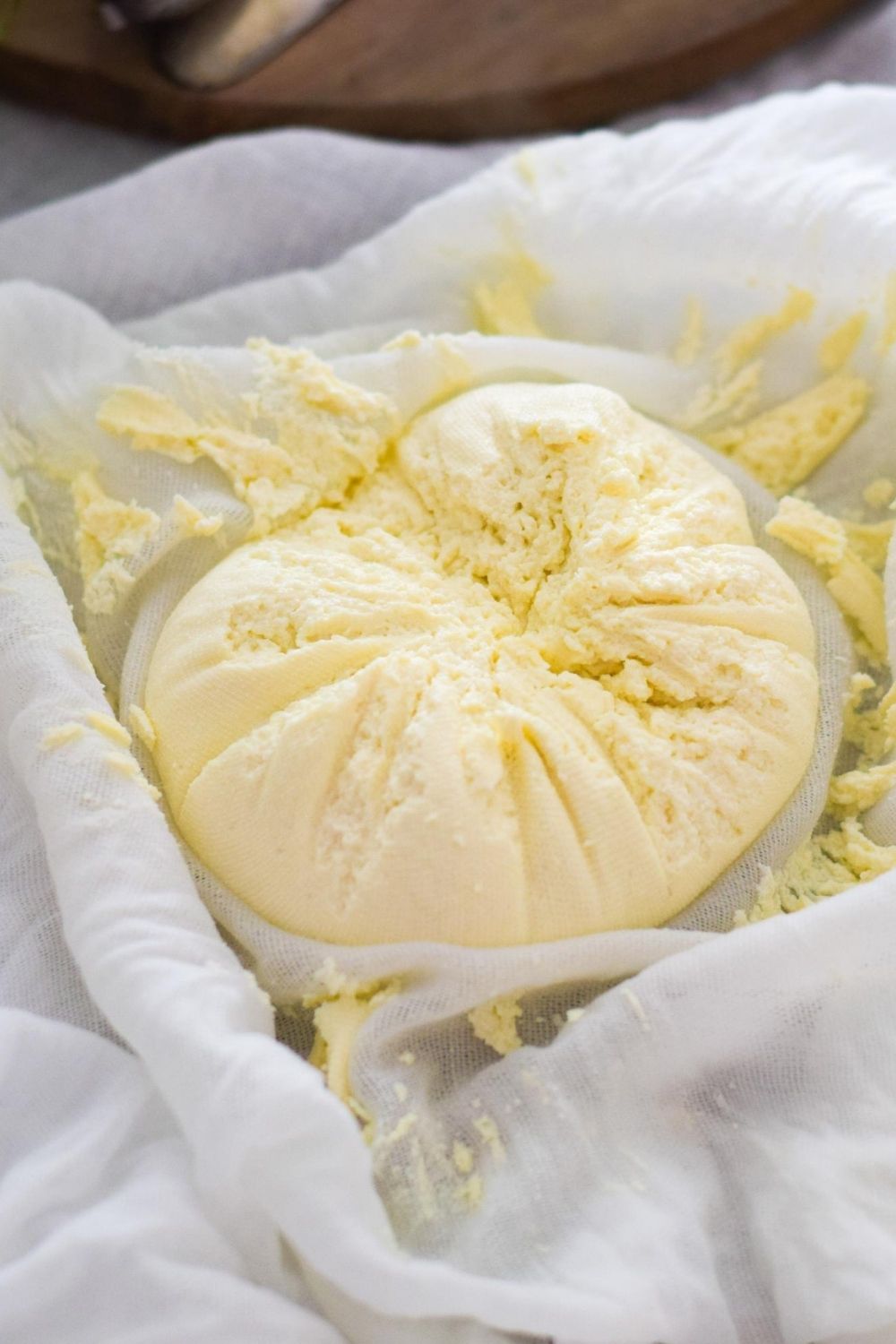 Paneer in a white cloth