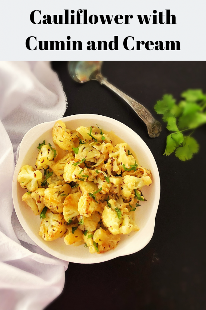 simple Indian cauliflower dish with cumin and cream