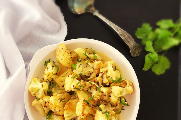 simple Indian cauliflower dish with cumin and cream