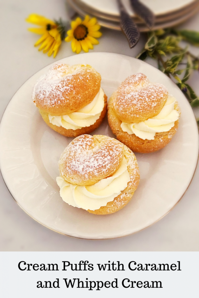 Easy Choux pastry filled with caramel and whipped cream