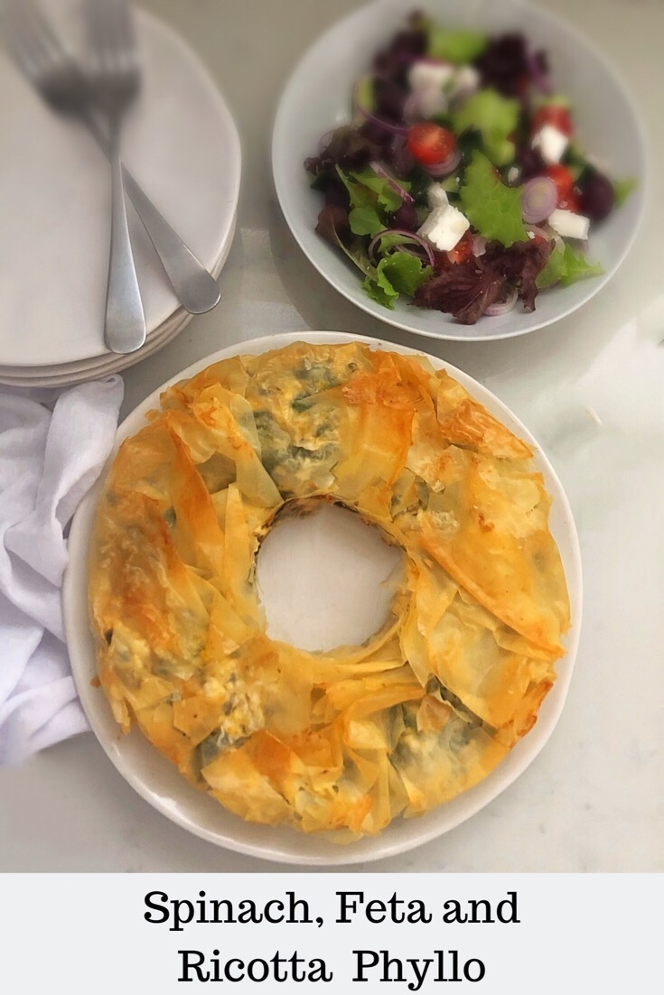 Phyllo pastry stuffed with spinach and loads of cheese