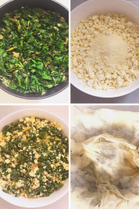 Phyllo pastry stuffed with spinach and loads of cheese