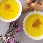 Ayurvedic milk drink with turmeric and ginger