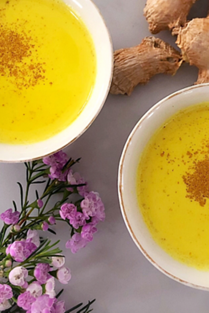 Ayurvedic milk drink with turmeric and ginger