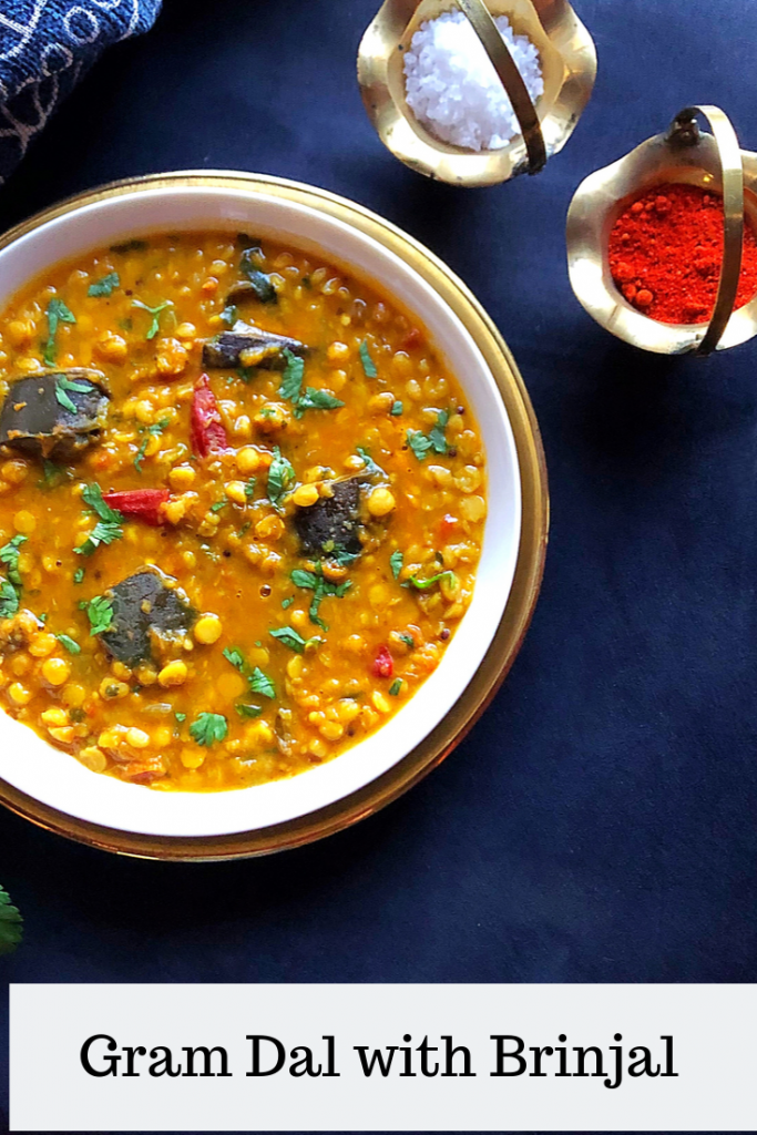 Gram/Chana Dal cooked with brinjal and fragrant spices