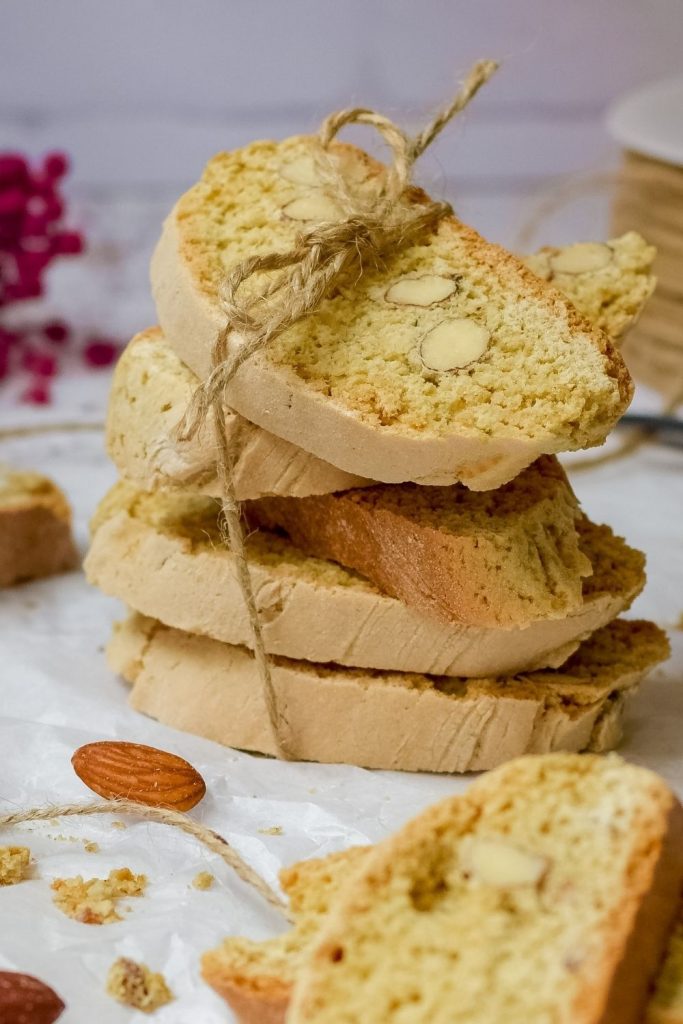 Almond Biscotti tied with a string