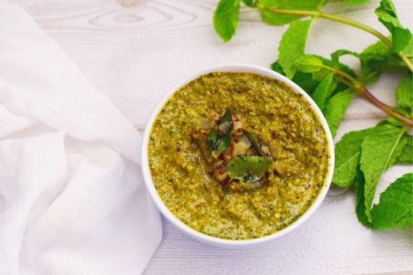 Indian Mint Chutney in a bowl
