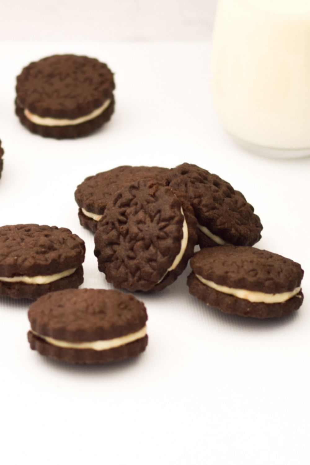 Oreo Biscuits on a white board