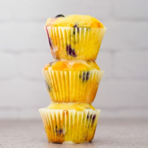 Lemon Blueberry Muffins with a lemon glaze