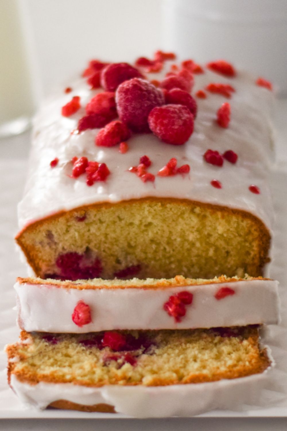 Raspberry Rose Loaf on a white platter