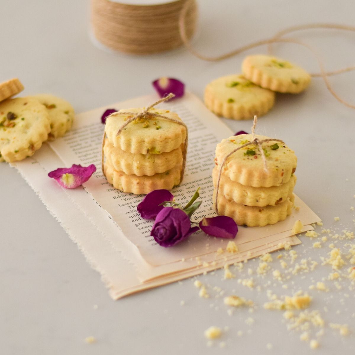Rose Pistachio Shortbread Cookies