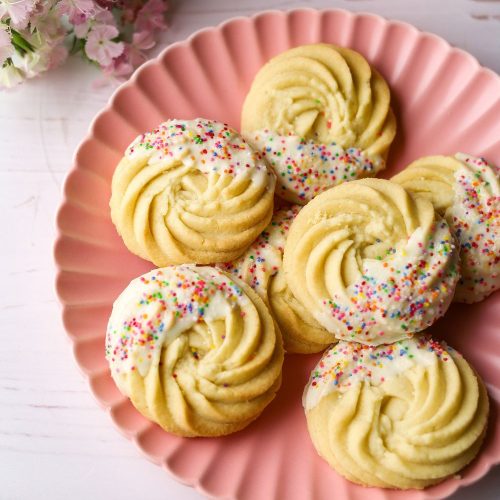 Butter Cookies on a pink plate