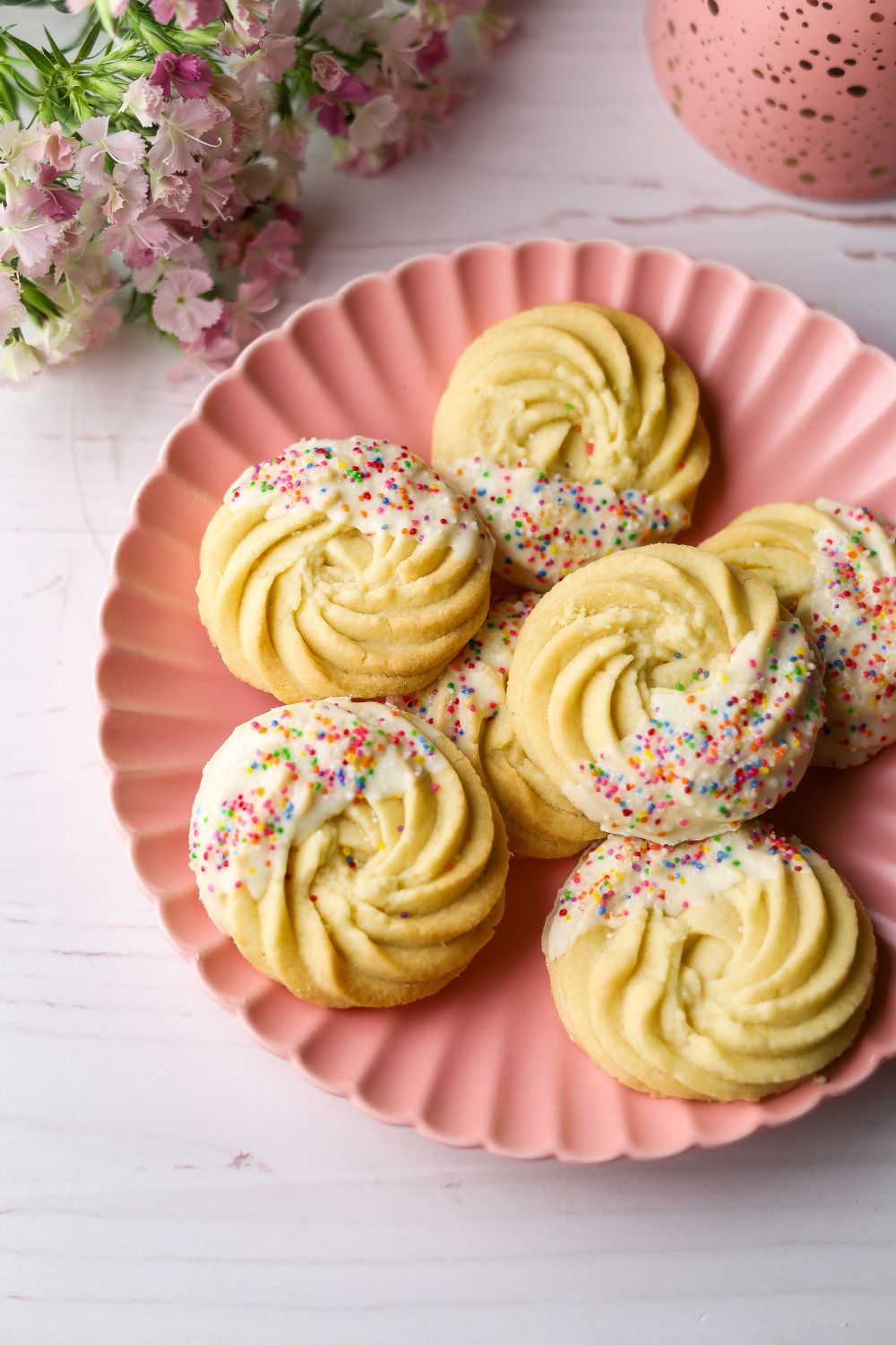 Butter Cookies on a pink plate