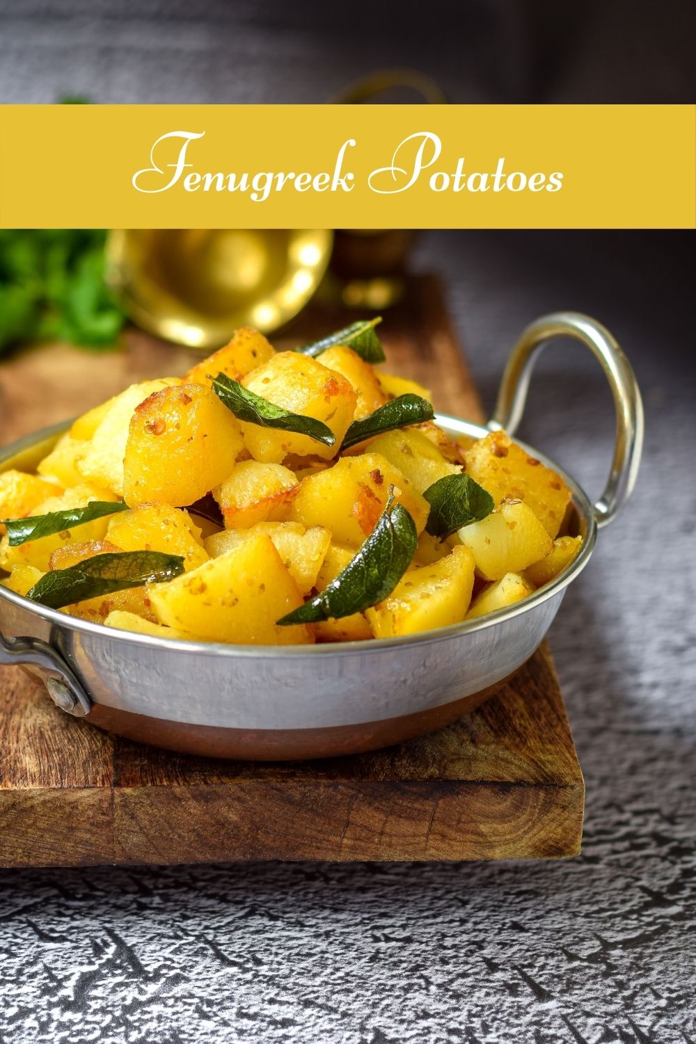 Fenugreek Fried Potatoes in a white bowl
