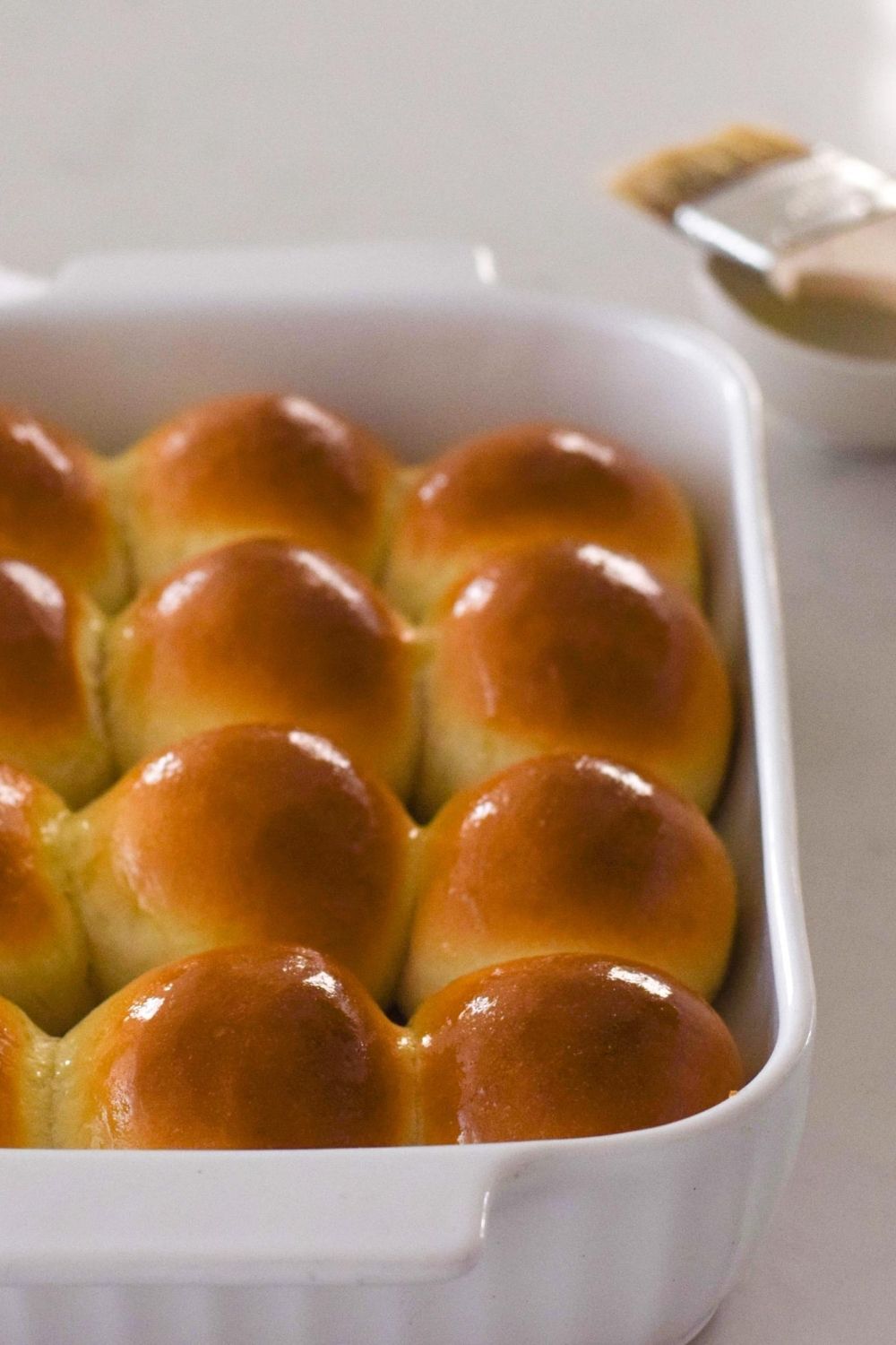 Soft Dinner Rolls in a white dish