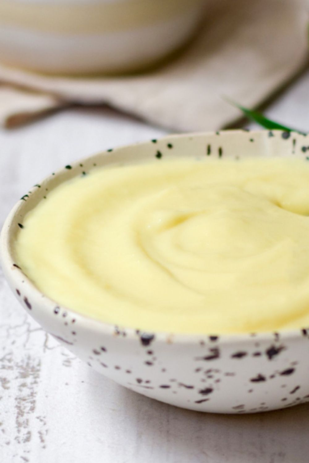 Homemade custard in a bowl