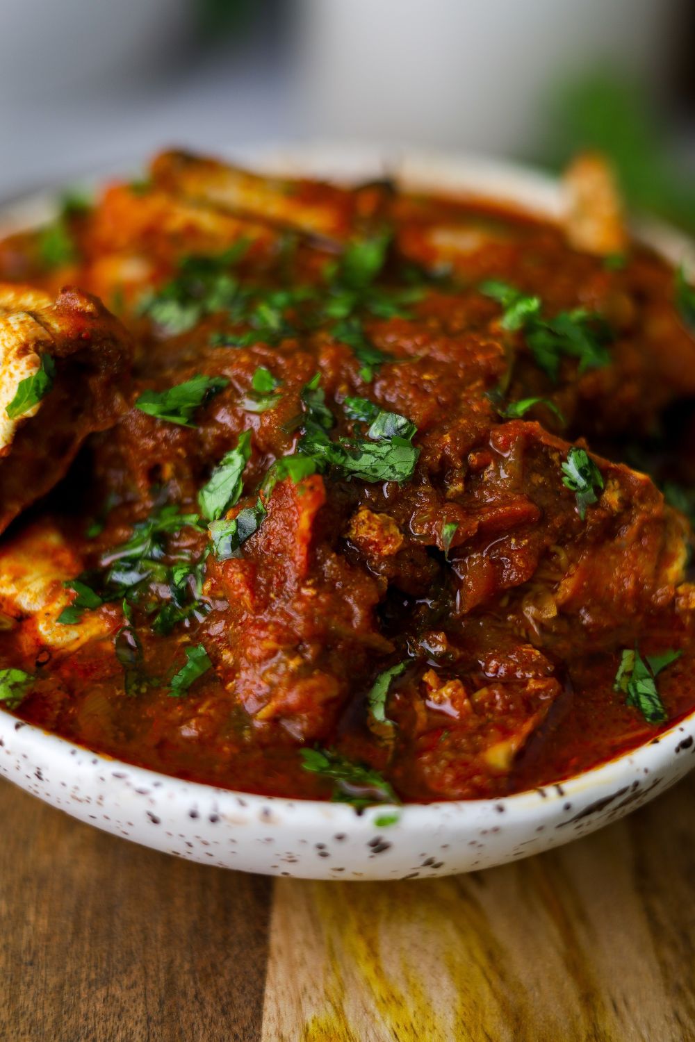 Crab Curry in a white bowl