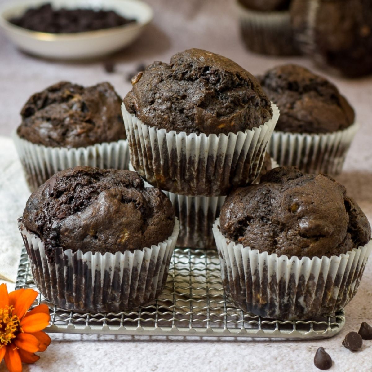 Moist Banana Chocolate Muffins