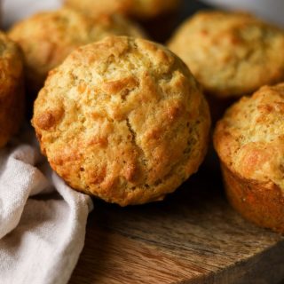 Cheese Muffins on a brown board