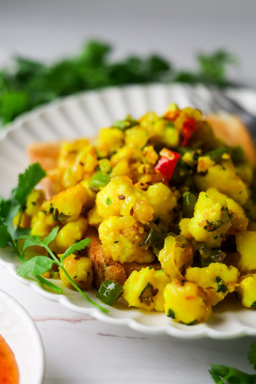 Paneer Scramble in a white plate