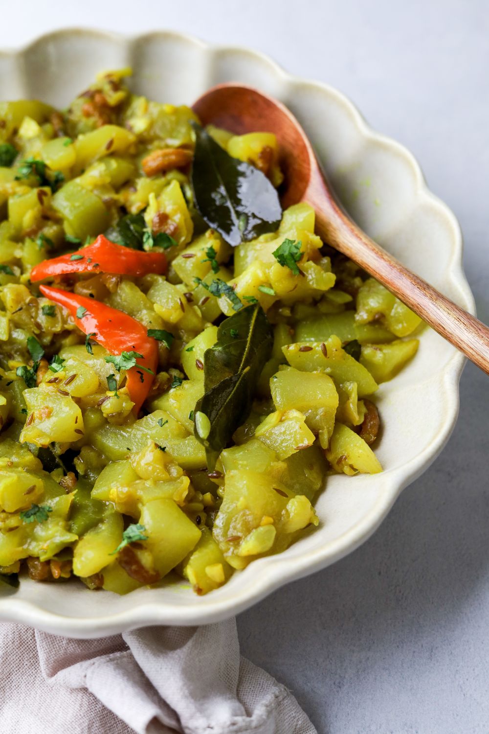 Calabash and Shrimps in a white bowl