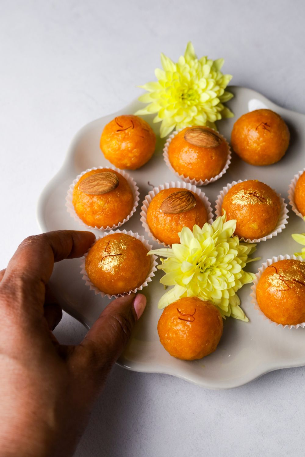 Boondi Ladoo in a white plate